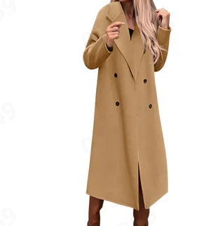 Women's Long Tailored Button Front Coat Relaxed Casual Everyday Layering Outerwear