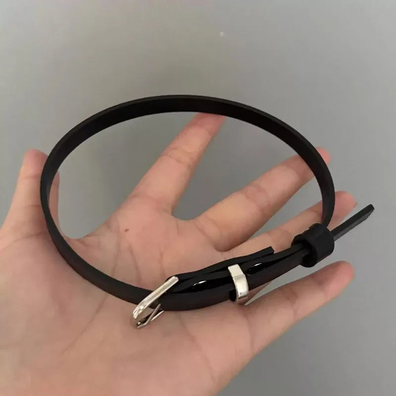 Minimal Belt Buckle Choker Necklace for Punk Gothic and Alternative Streetwear Fashion Styling