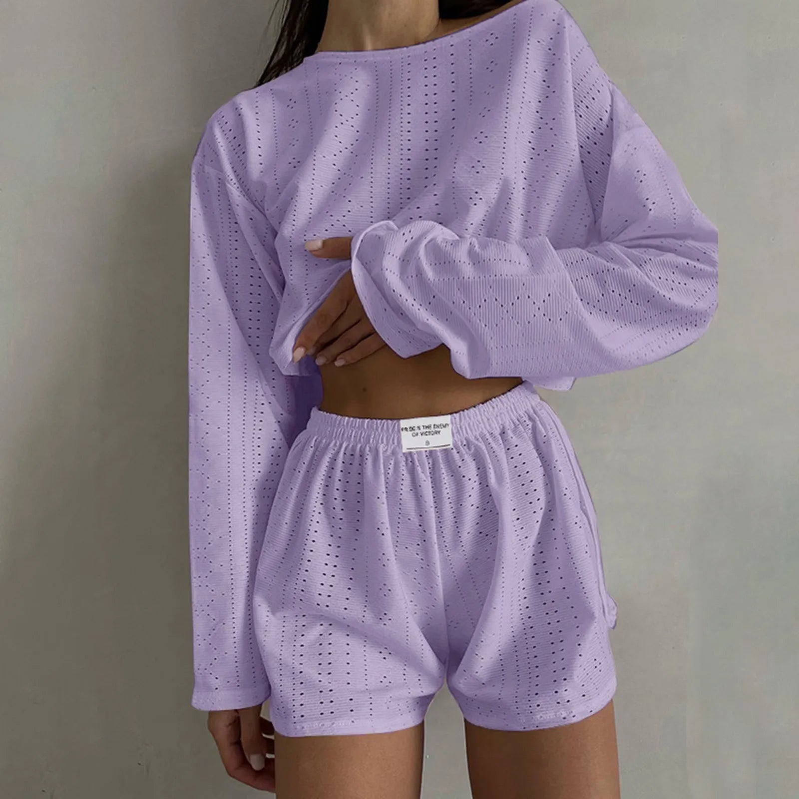Women's Oversized Sweatshirt and Shorts Co-Ord Set Casual Lounge Outfit