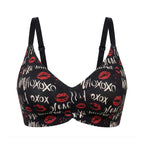Cheerful Cherry Print Wire-Free Plunge Bra with Scalloped Trim