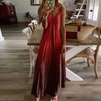 Gradient Print Spaghetti Strap Maxi Dress with Relaxed Boho Silhouette