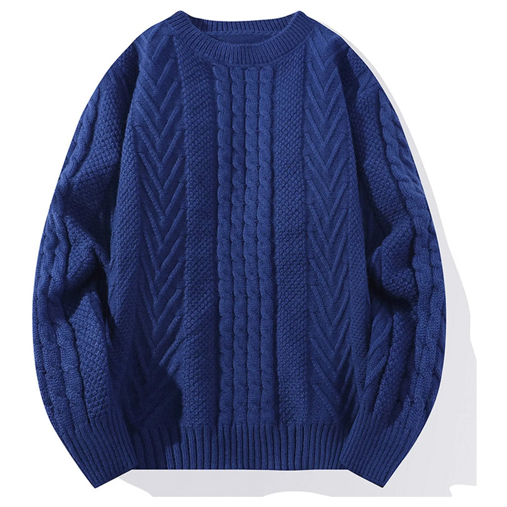 Men's Cable Knit Crew Neck Relaxed Fit Contemporary Sweater Pullover