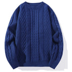 Men's Cable Knit Crew Neck Relaxed Fit Contemporary Sweater Pullover