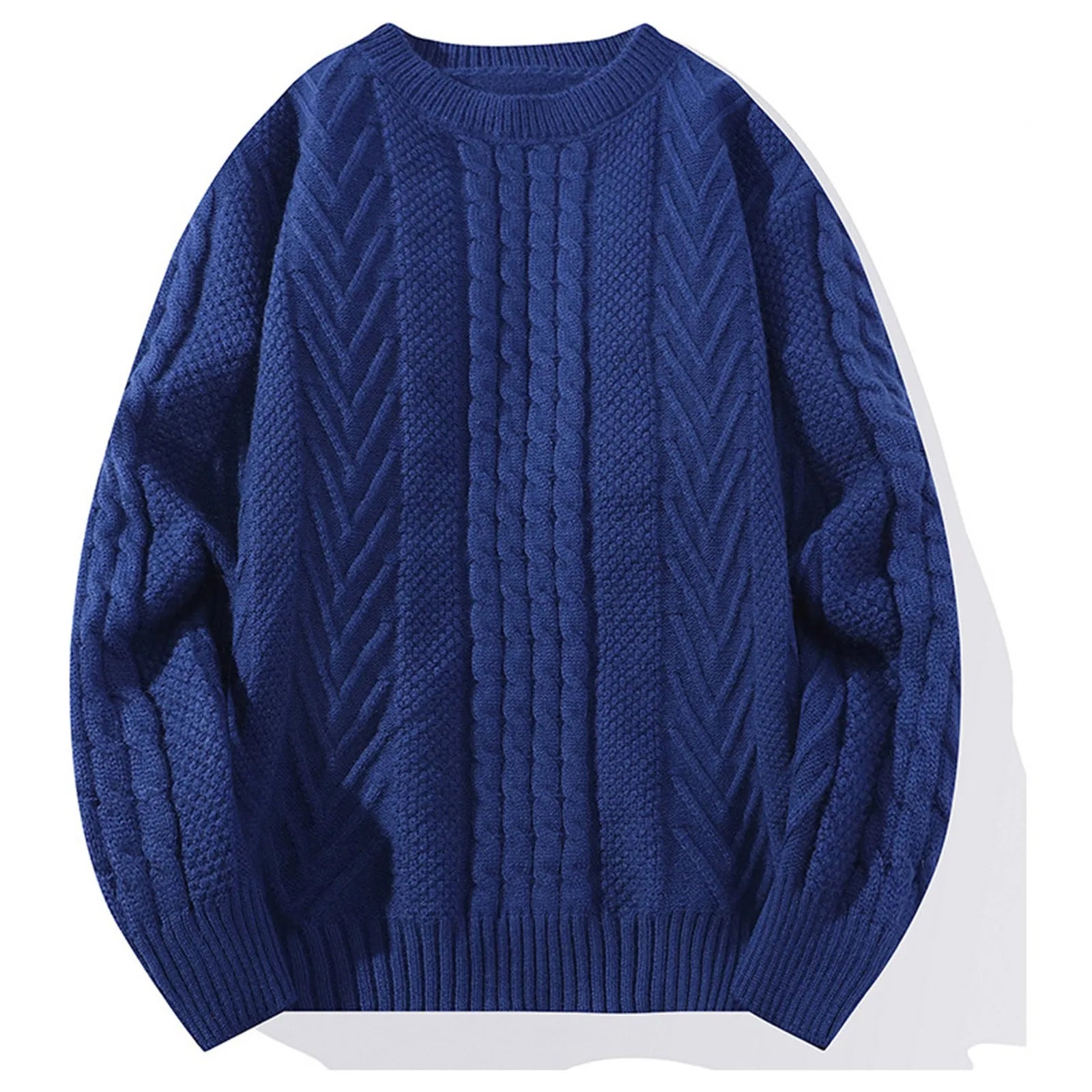 Men's Cable Knit Crew Neck Relaxed Fit Contemporary Sweater Pullover