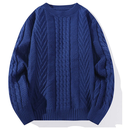 Men's Cable Knit Crew Neck Relaxed Fit Contemporary Sweater Pullover