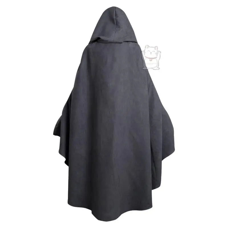 Women's Fantasy-Inspired Hooded Cape Dress Set with Layered Robe and Coordinated Wig