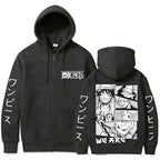 Anime-Inspired Manga Panel Zip Hoodie with Japanese Streetwear Design