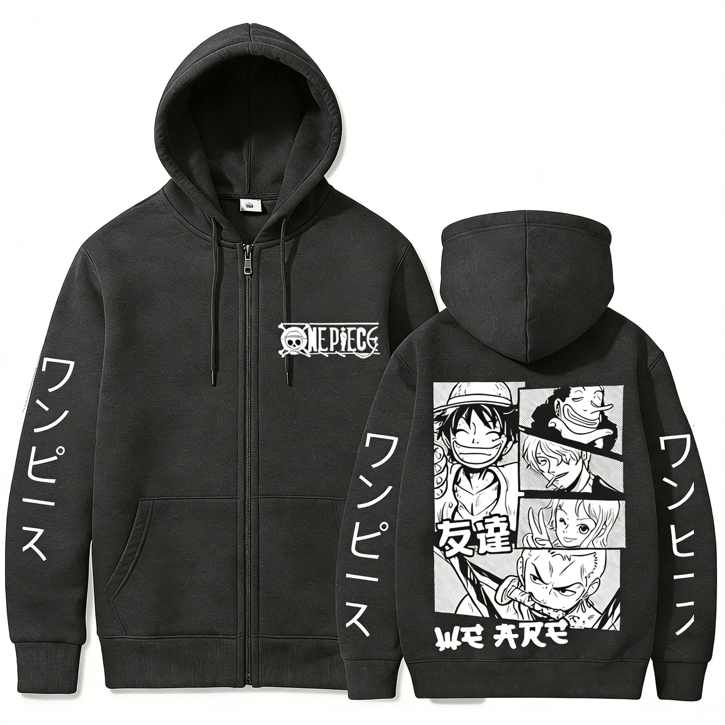 Anime-Inspired Manga Panel Zip Hoodie with Japanese Streetwear Design