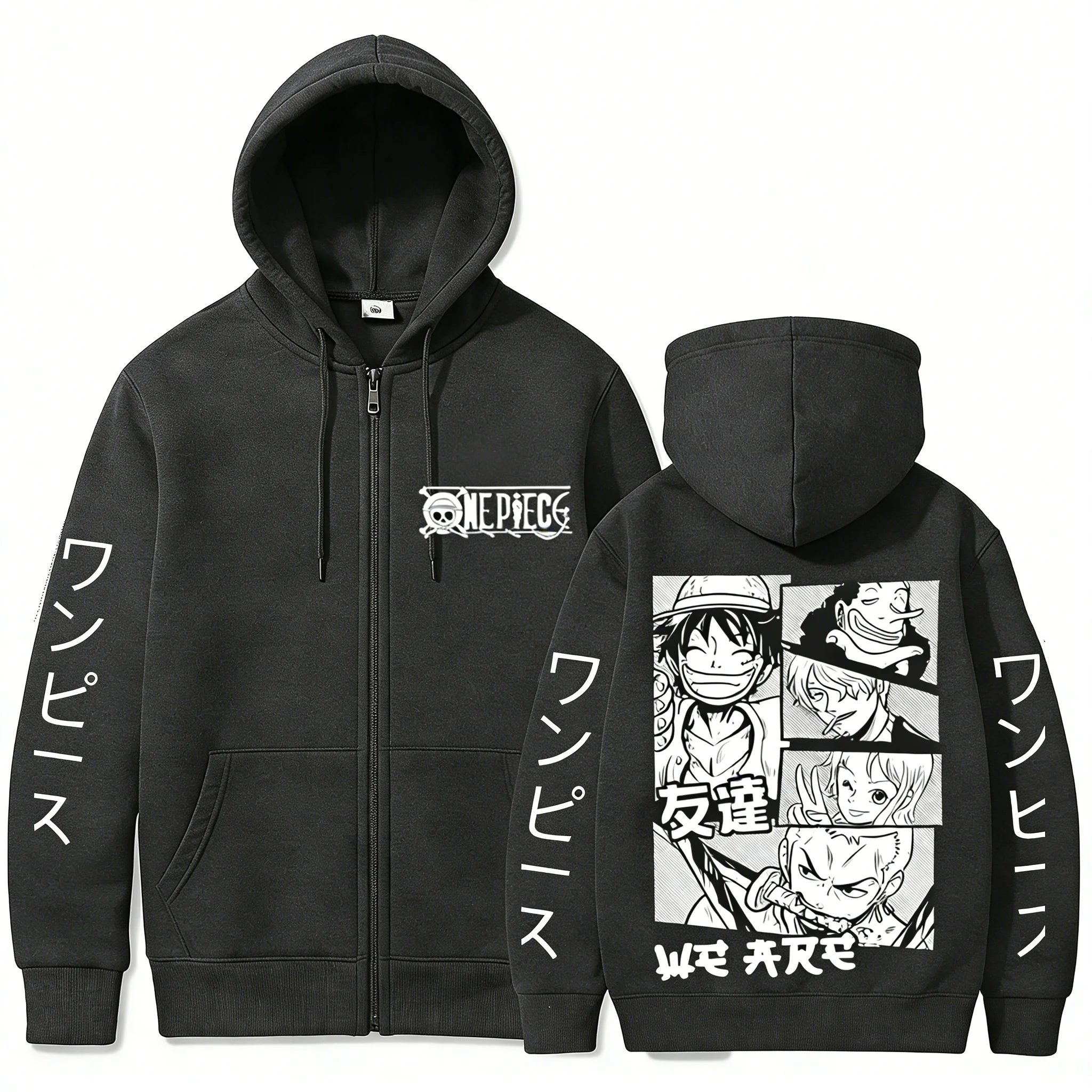 Anime-Inspired Manga Panel Zip Hoodie with Japanese Streetwear Design