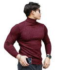 Men's Slim Fit Ribbed Turtleneck Contemporary Streetwear Knit Sweater