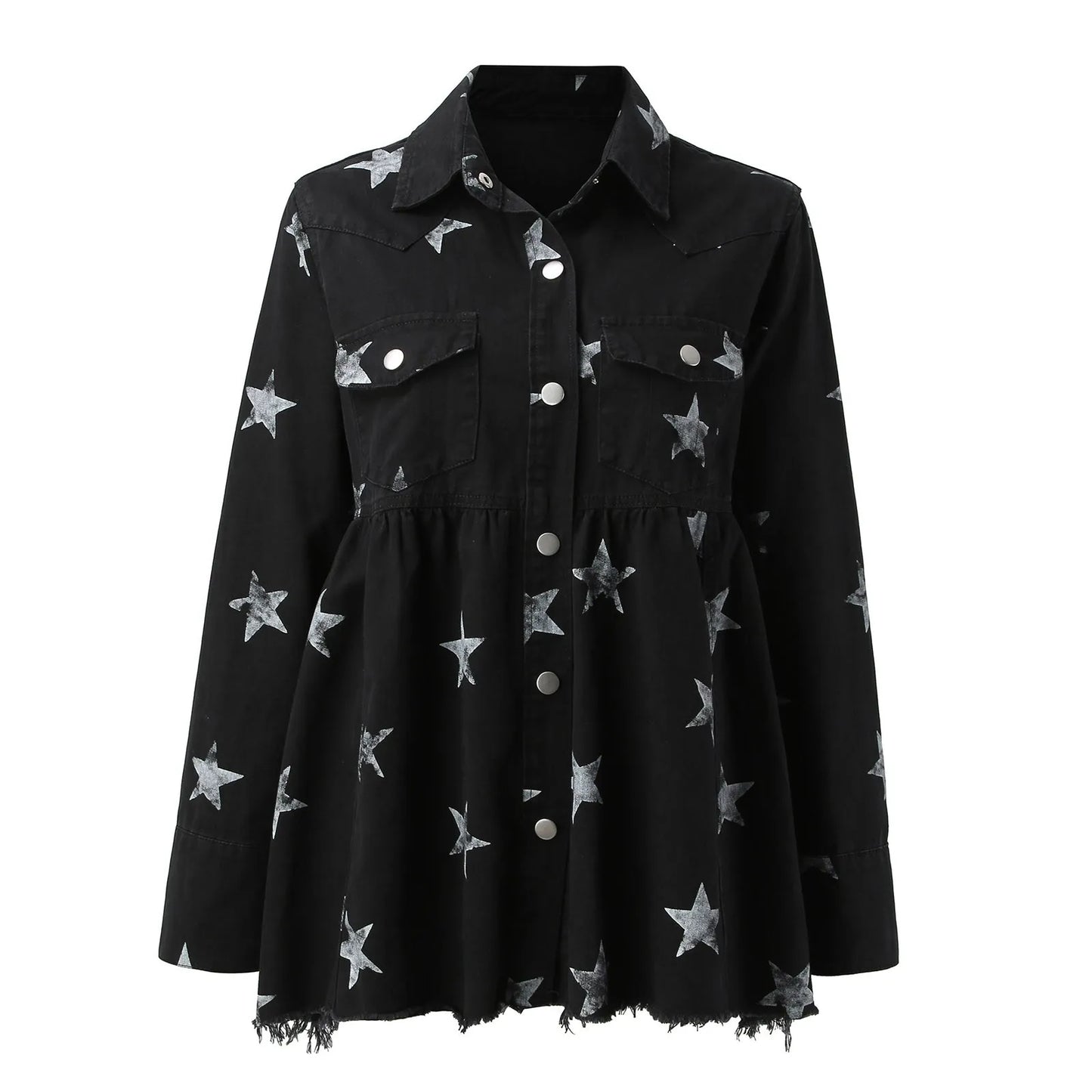 Star Pattern Streetwear Bomber Jacket with Relaxed Casual Urban Fit