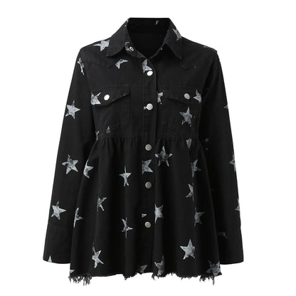 Star Pattern Streetwear Bomber Jacket with Relaxed Casual Urban Fit