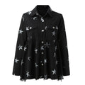 Women's Cropped Denim Style Button Front Jacket Relaxed Casual Streetwear Outerwear