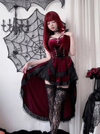 Dark Gothic Corset Dress with Dramatic Cape Alternative Fashion Styling