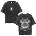 Minimal Anime Goth Beast Emblem Oversized Washed Streetwear T-Shirt
