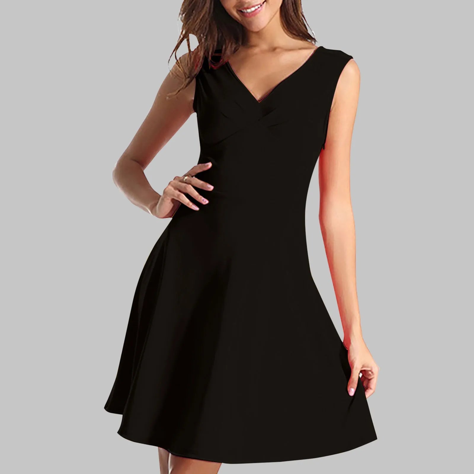 Sleeveless A-Line Mini Dress with Flared Hem and Clean Silhouette