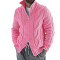 Men's Textured Zip Front Knit Cardigan with Relaxed Casual Hooded Design