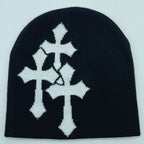 Abstract Graphic Polyester Knit Beanie for Modern Streetwear Casual Winter Everyday Fashion Style