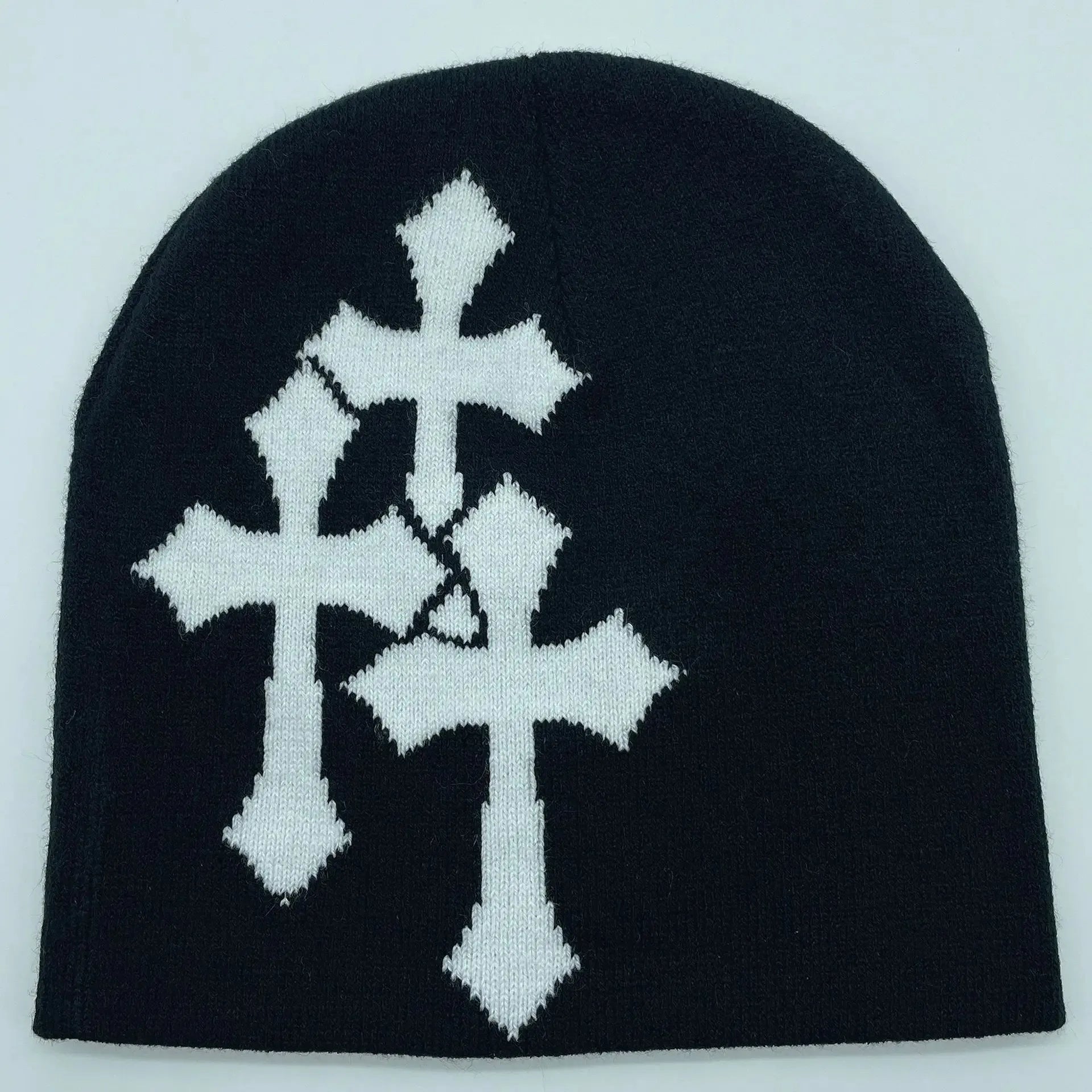 Abstract Graphic Polyester Knit Beanie for Modern Streetwear Casual Winter Everyday Fashion Style