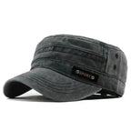 Classic Cotton Military Style Flat Top Cap for Casual Travel and Everyday Outdoor Wear