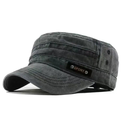 Classic Cotton Military Style Flat Top Cap for Casual Travel and Everyday Outdoor Wear