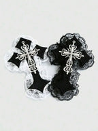 Gothic Lace Cross Hair Clips Y2K Alternative Statement Hair Accessories