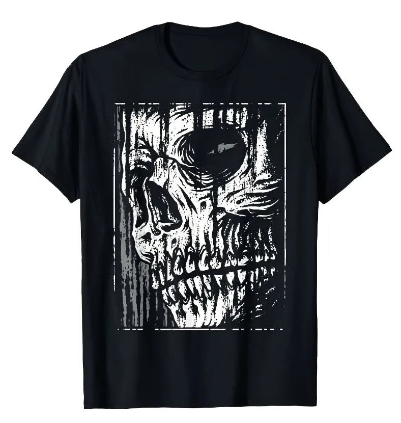 Dark Anime Skull Graphic T-Shirt with Gothic Manga Streetwear Aesthetic