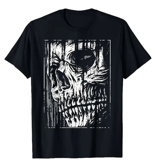 Dark Anime Skull Graphic T-Shirt with Gothic Manga Streetwear Aesthetic