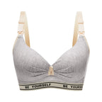 Heathered Grey Wireless Nursing Bra with Drop-Down Clips and Lettered Underband