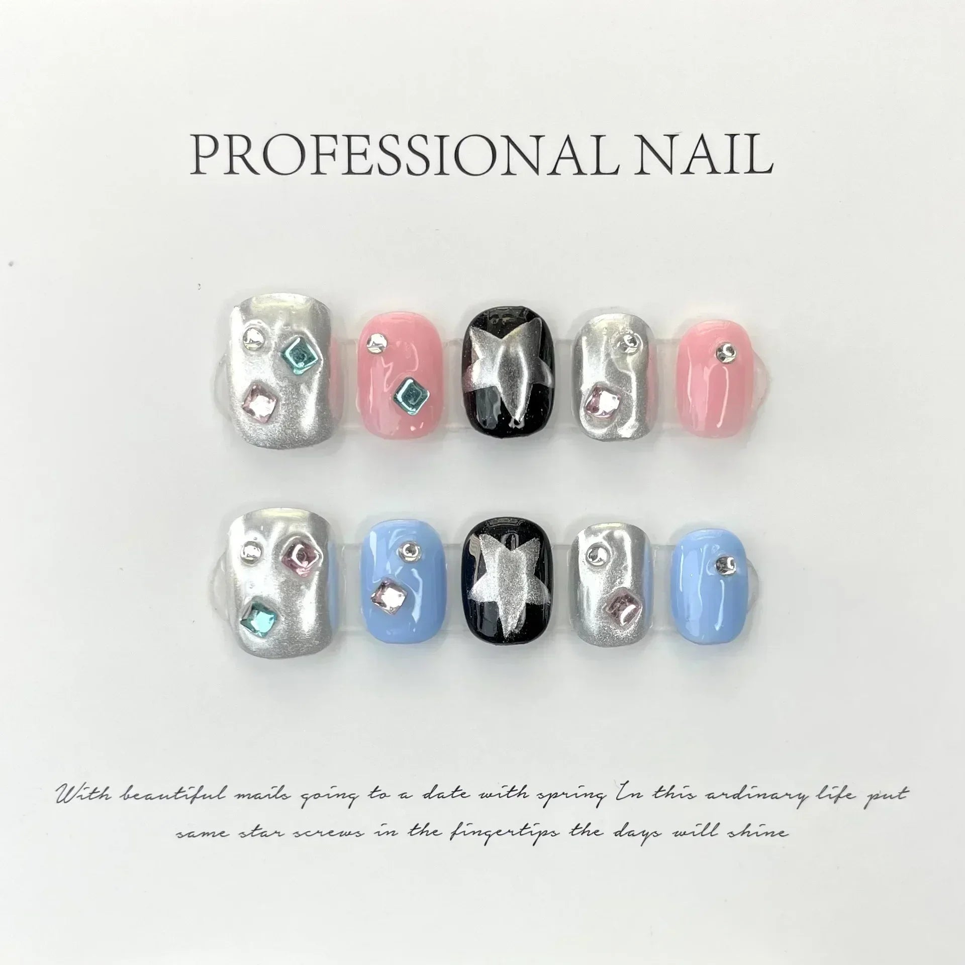 Celestial Gothic Press On Nails with Alternative Charm Inspired Artwork
