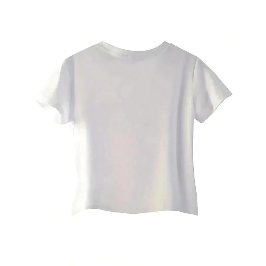 Vintage Typography Baby Tee with Fitted Crop Silhouette and Gothic Influence