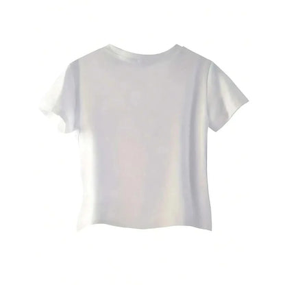 Vintage Typography Baby Tee with Fitted Crop Silhouette and Gothic Influence