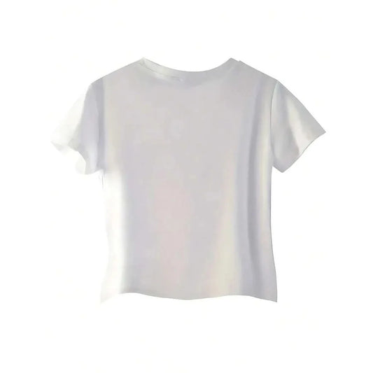 Vintage Typography Baby Tee with Fitted Crop Silhouette and Gothic Influence