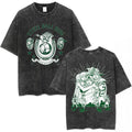 Anime Goth Dark Washed Streetwear Tee with Occult Manga Graphic Artwork