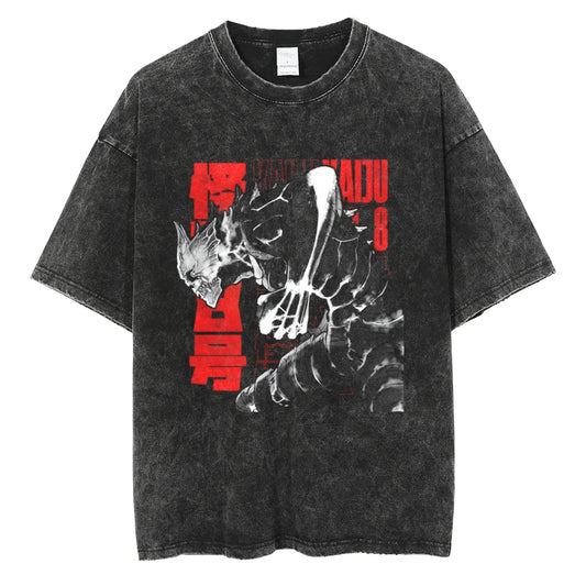 Dark Manga Monster Oversized Vintage Washed Streetwear Graphic T-Shirt