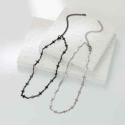 Vintage Gothic Cross Choker Necklace With Punk Chain Alternative Streetwear Fashion Styling