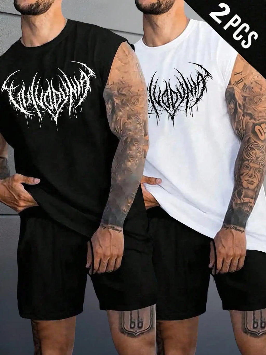 Manga-Inspired Cotton Sleeveless Tank Top with Dark Gothic Lettering Streetwear Aesthetic