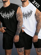 Manga-Inspired Cotton Sleeveless Tank Top with Dark Gothic Lettering Streetwear Aesthetic