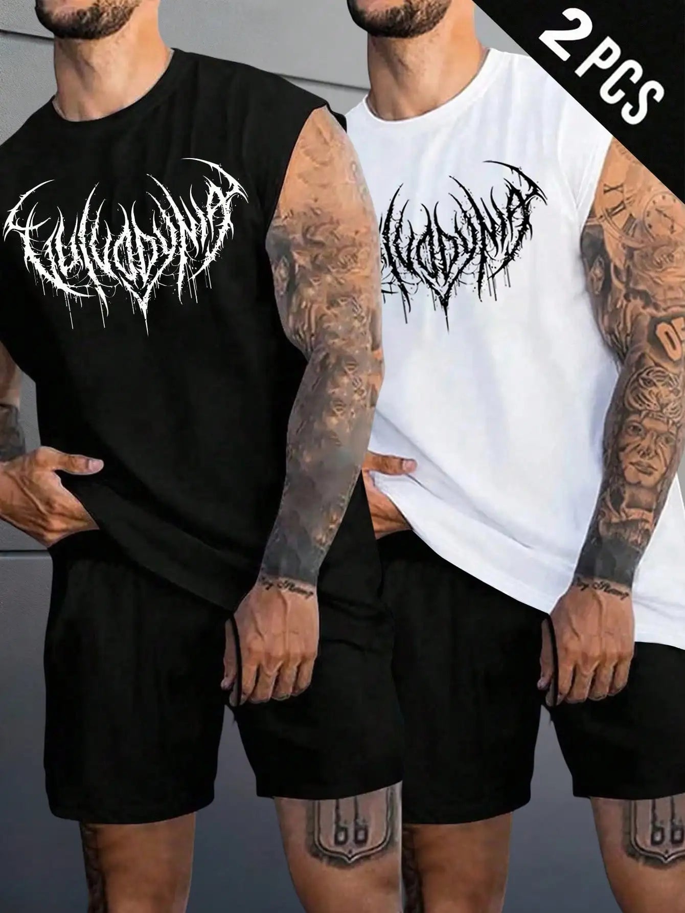 Manga-Inspired Cotton Sleeveless Tank Top with Dark Gothic Lettering Streetwear Aesthetic