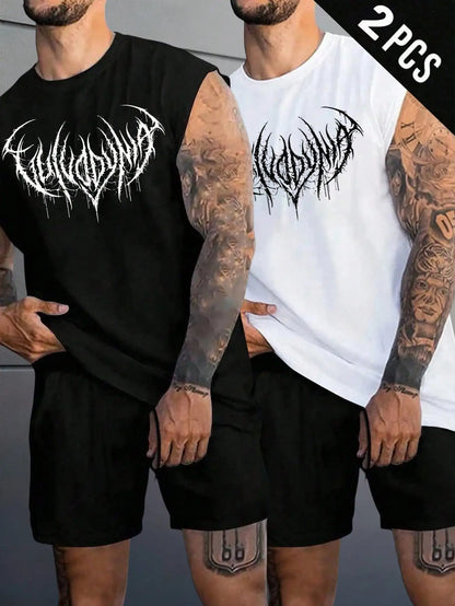 Manga-Inspired Cotton Sleeveless Tank Top with Dark Gothic Lettering Streetwear Aesthetic