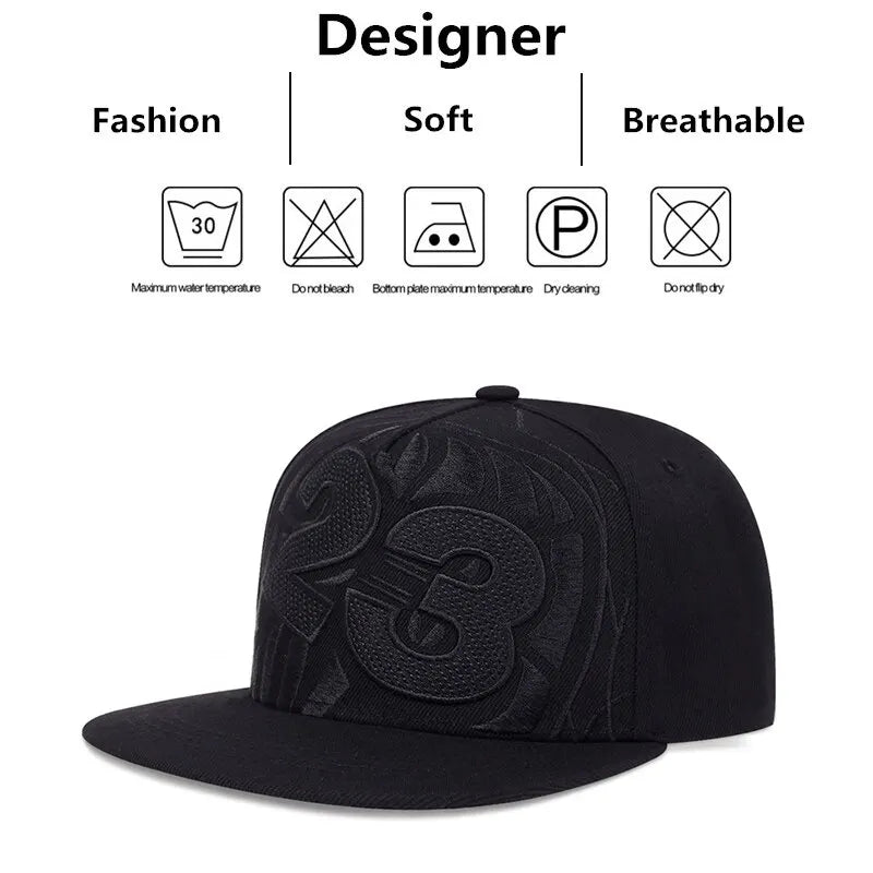 Embroidered Flat Brim Snapback Cap Adjustable Streetwear Hip Hop Baseball Fashion Hat