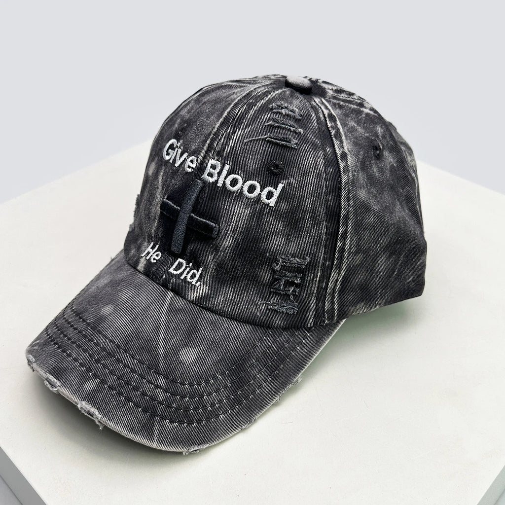 Vintage Washed Embroidered Baseball Cap Adjustable Curved Brim Casual Streetwear Hat
