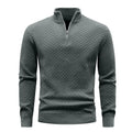 Men's Quarter Zip Mock Neck Textured Knit Casual Sweater Pullover