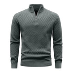 Men's Quarter Zip Mock Neck Textured Knit Casual Sweater Pullover