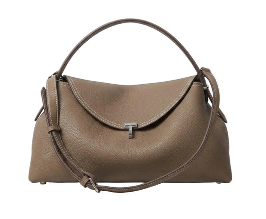 Minimalist Genuine Leather Crescent Shoulder Bag with Soft Structured Silhouette