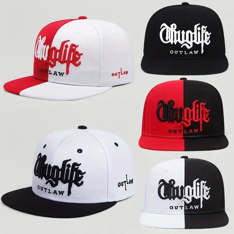 Embroidered Flat Brim Snapback Cap Adjustable Urban Streetwear Baseball Fashion Hat