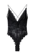 Lace Halter Neck Backless Bodysuit for Gothic Romance Alternative Fashion