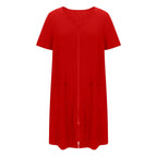 Women's Lightweight Zipper-Front Robe, Short-Sleeve Knee-Length Bathrobe with Pockets, Soft Casual Homewear and Sleepwear