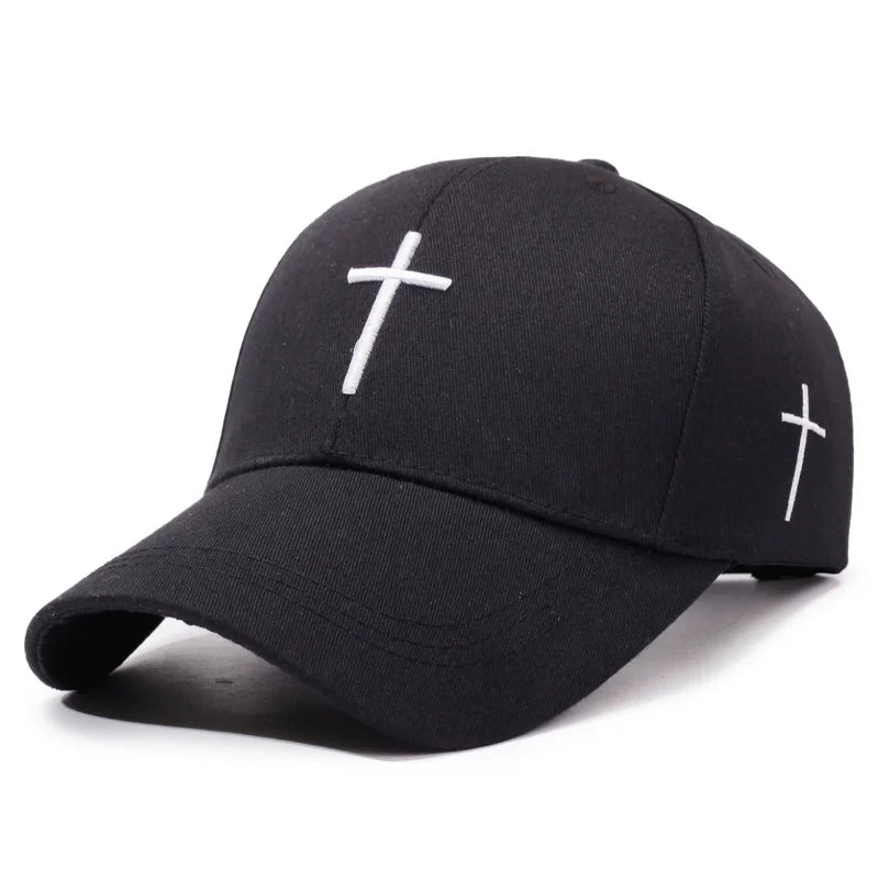 Minimalist Cross Embroidered Adjustable Baseball Cap for Everyday Casual Outdoor Fashion Style