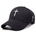 Minimalist Cross Embroidered Adjustable Baseball Cap for Everyday Casual Outdoor Fashion Style